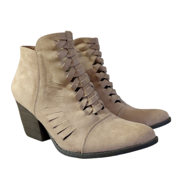 Coconut’s by Matisse Ally Woven Suede Ankle Boots Tan Booties Size 9 - Picture 11 of 11